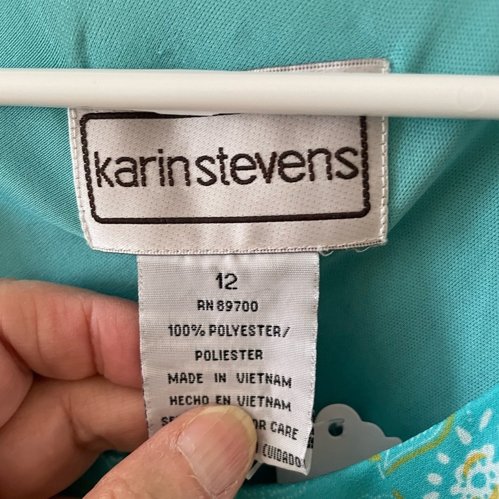 Karin Stevens Size 12 Teal Floral 2-Piece Dress & Jacket Set 🌿💙 - Picture 8 of 8